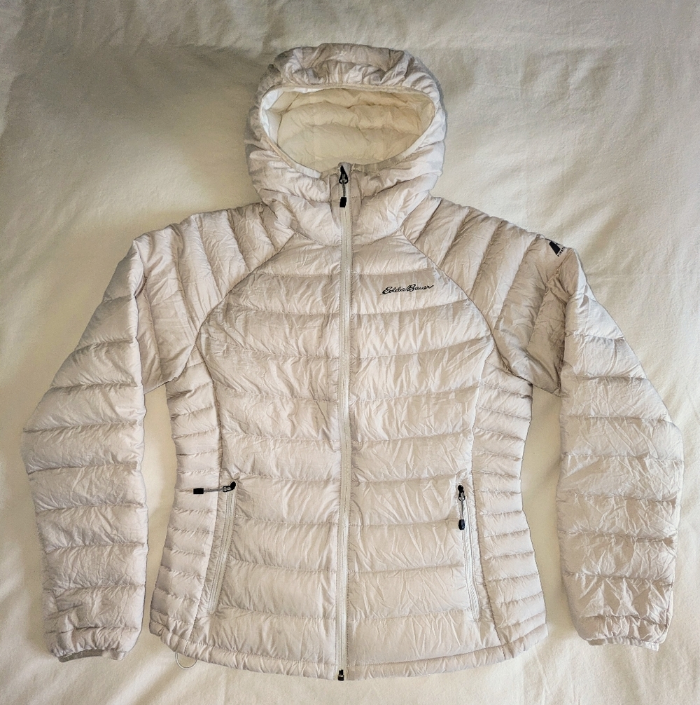 *EDDIE BAUER* First Ascent Stormdown 800 Down Jacket Beige WINDPROOF  Medium - Picture 2 of 7
